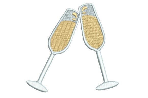 Clinking Champagne Glasses Embroidery Design