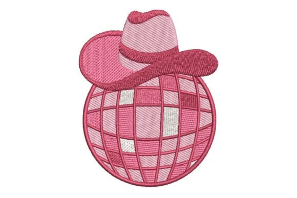 Cowgirl Disco Ball with Hat Embroidery Design