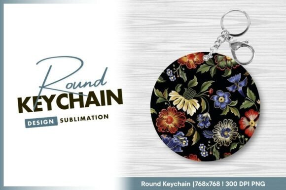 Floral Embroidery Round Keychain Design Review