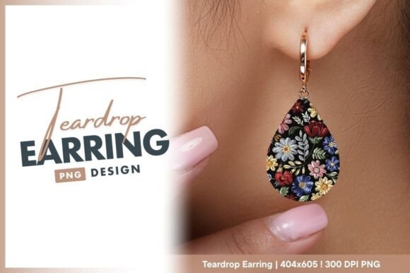 Floral Embroidery Teardrop Earring
