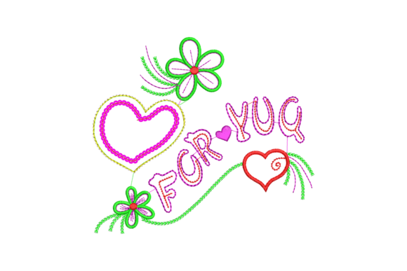 Heart Embroidery with for You Text
