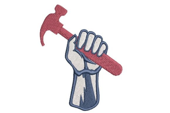 Labor Day Fist with Hammer Embroidery Design
