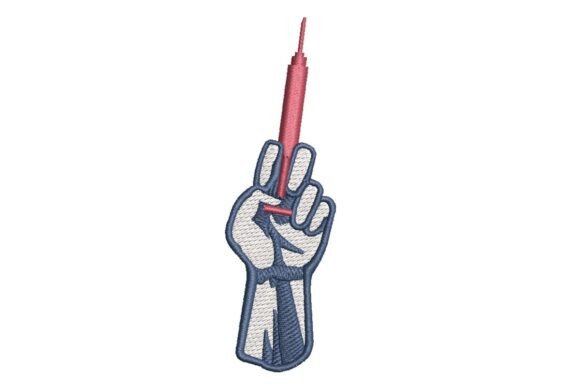 Labor Day Fist with Syringe Embroidery Design