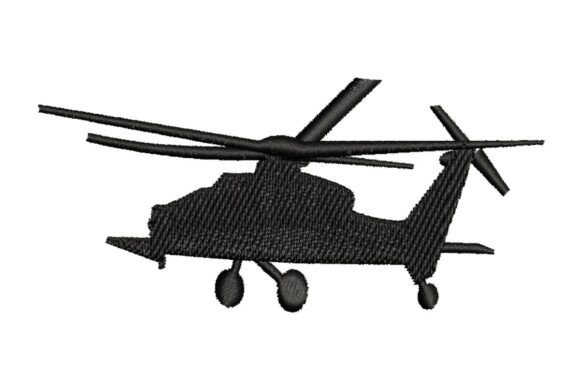 Military Helicopter Silhouette Embroidery Design