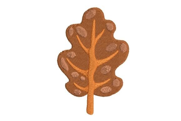 Rustic Autumn Oak Leaf Embroidery Design