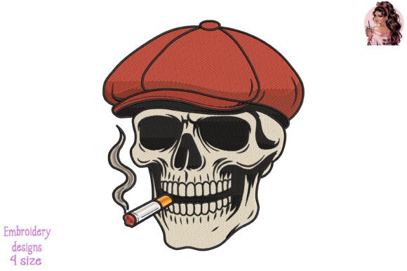 Skull in Red Newsboy Cap Embroidery Review