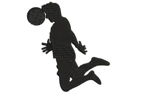 Soccer Player Heading Ball Silhouette Embroidery