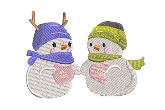 Sweet Snowman Couple with Hearts Embroidery Design Review